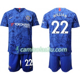 Camisolas de Futebol Chelsea Willian 22 Criança Equipamento Principal 2019/20 Manga Curta